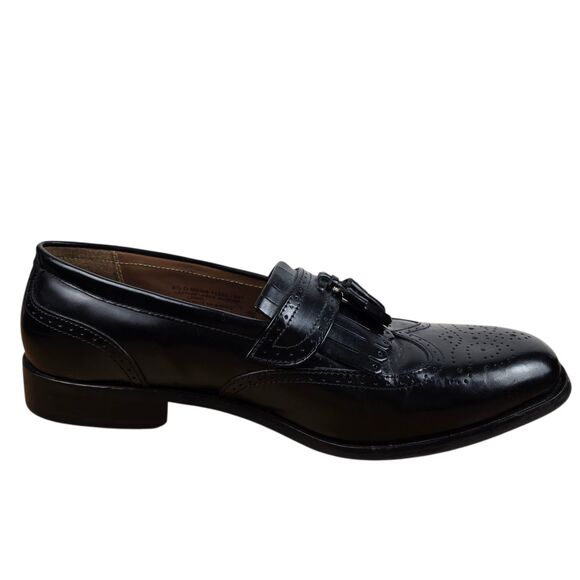 Florsheim Brinson Kiltie Tassel Loafers Sz 9.5 D Wingtip Black Leather Shoes